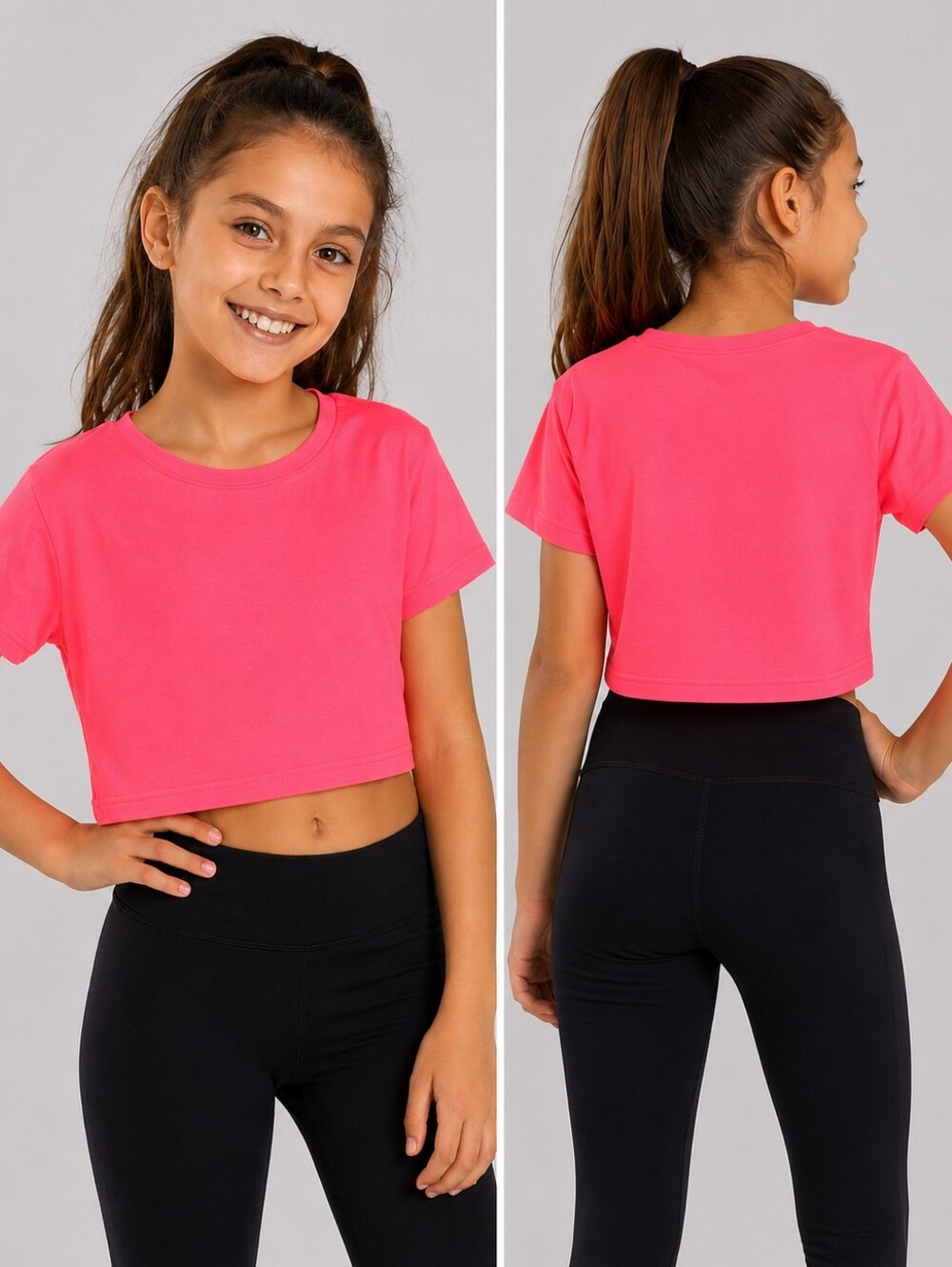 Gum & Berries Neon Pink Fluorescent Crop Top Girls Size 11/12 NWT Dance Gymnasti